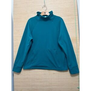 Yogalicious Lux Polarlux Back Country Funnel Neck Sweatshirt Teal Blue Large
